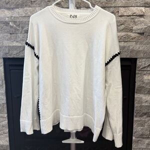 Elegant White Sweater with Black Accents